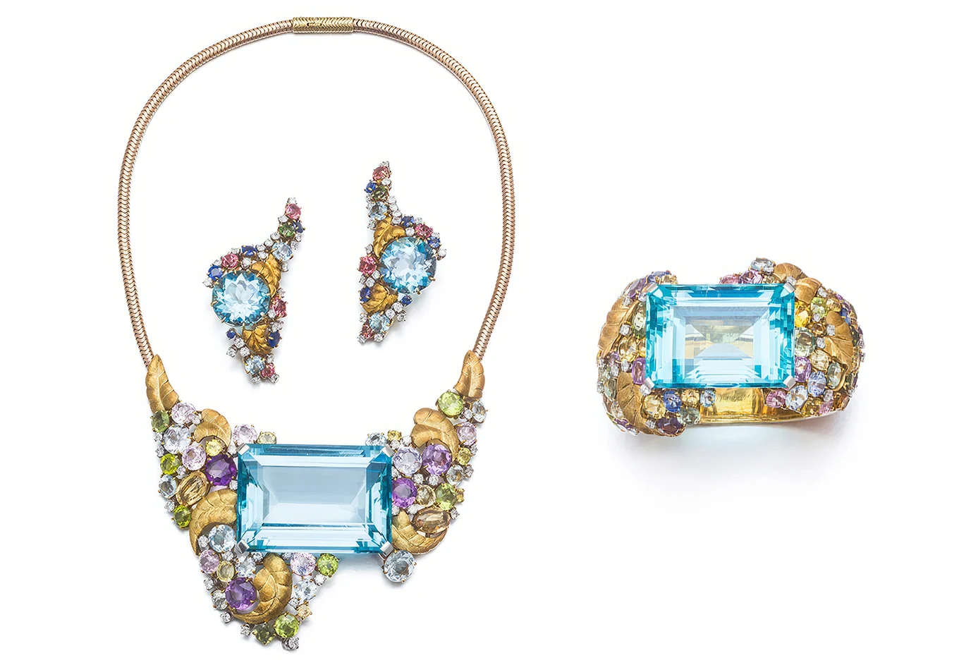 Shirley Bassey Set with Aquamarines, Sapphires And Diamonds Necklace Ring Earrings. Shirley Bassey’s Massive Jewelry Collection is Going Up for Auction. News