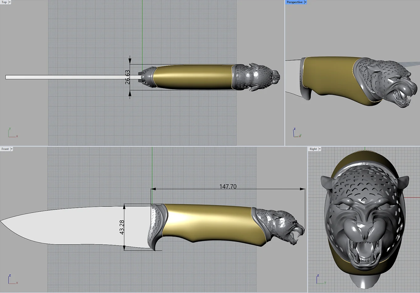 Knife 3D model | 3d cad jewelry design | Olertis | US