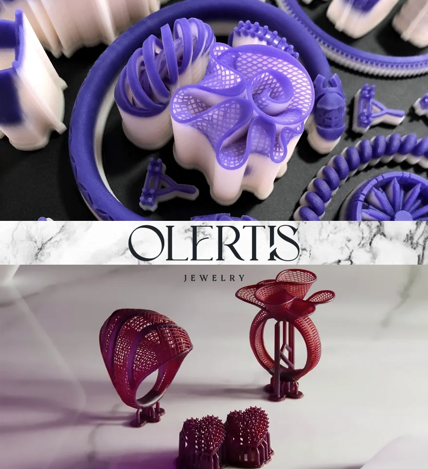 3D-printing of earrings rings bracelets wax models. 3D-printed jewelry. US