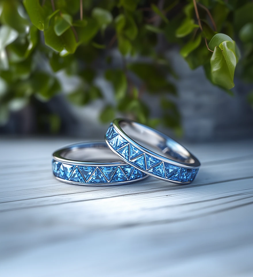 18K White Gold Triangle-Cut Diamond Eternity Bands. Diamond Eternity Bands. US