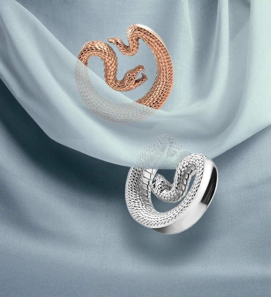 18K Rose Gold Snake Tunnels. 18K White Gold Snake Ear Tunnels. Plugs and Tunnels. US