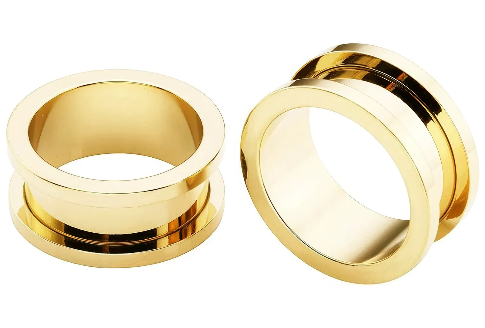 18K Yellow Gold Ear Tunnels. Plugs and Tunnels. US