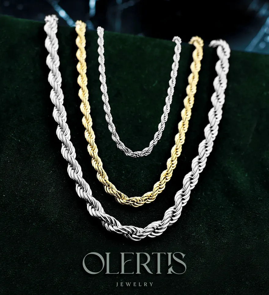 Yellow and White Gold Rope Chains. US