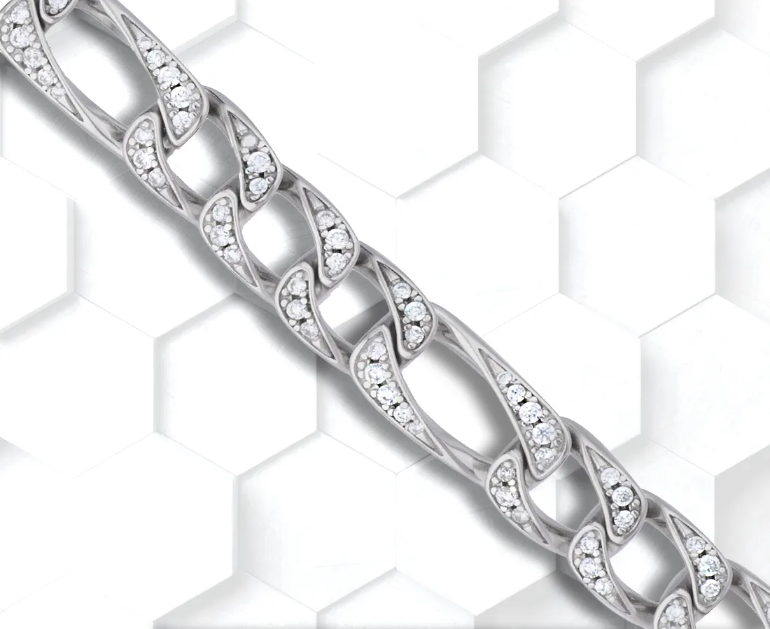 18K White Gold Round-Cut Diamond Chain. Custom Chains For Men. US