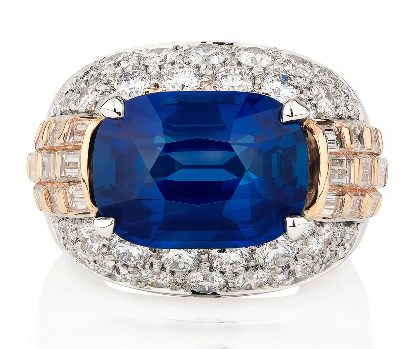 8.03-carat Kashmir sapphire and diamonds Bulgari ring. Phillips Geneva Sale to Feature 6M Dollars Blue Diamond, Rare Emeralds, and Ruby Masterpieces. US