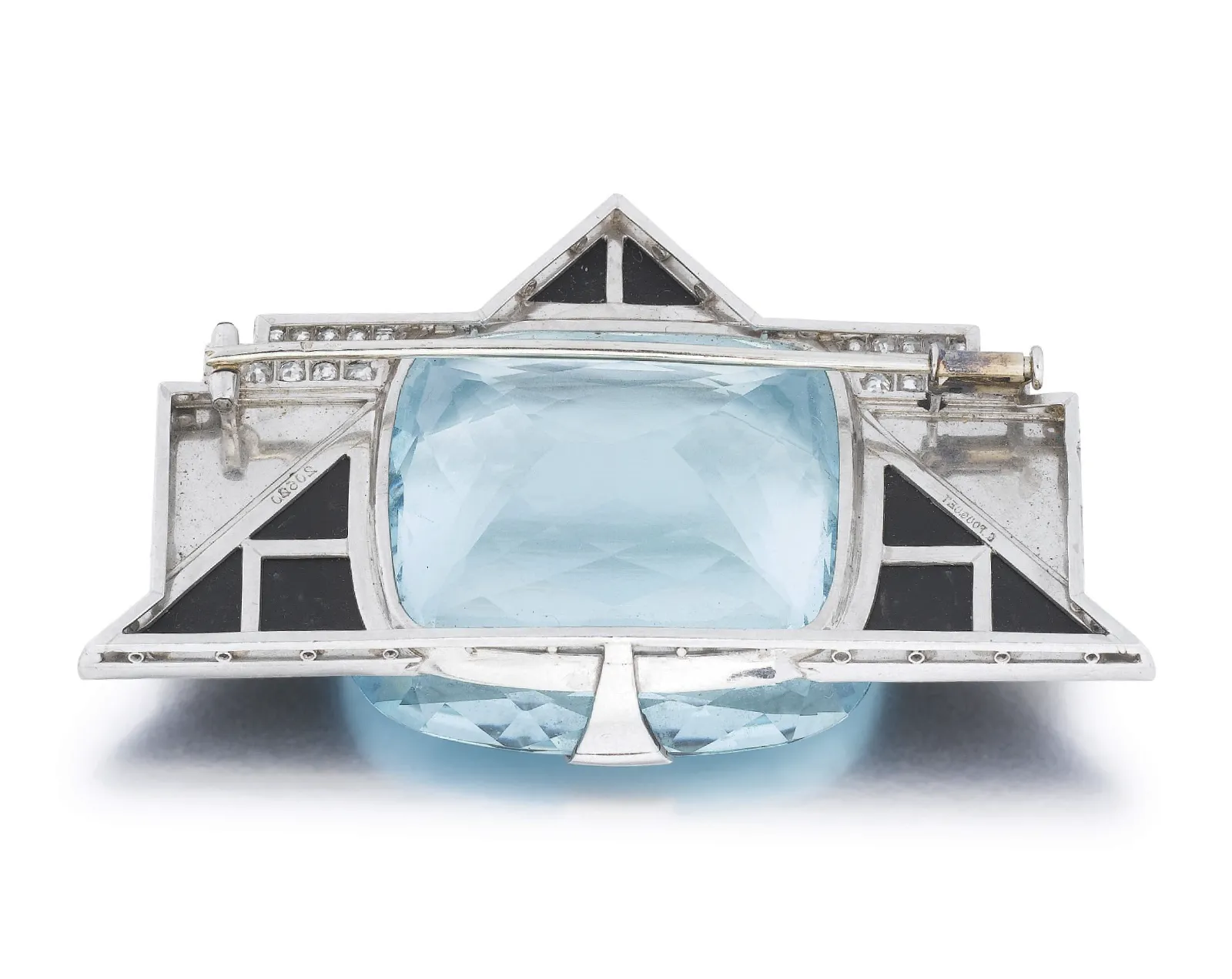 White gold brooch with gorgeous aquamarine diamonds and black onyx plate by Georges Fouquet brooch. Historic Jewelry Auction Astounds Everyone with Shirley Bassey s Glamorous Collection. US