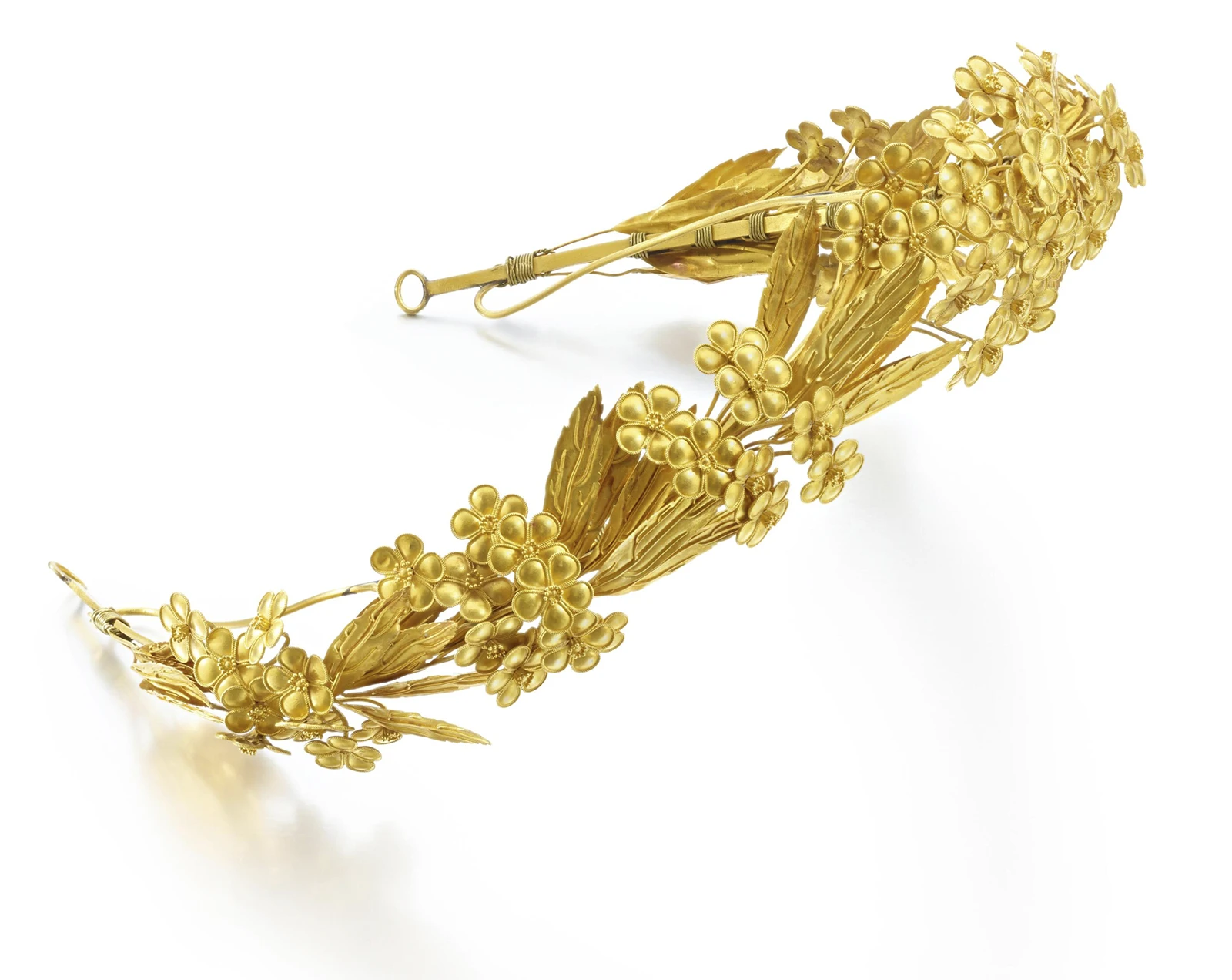 Castellani tiara flowering laurel wreath made of yellow gold. Sotheby’s Geneva to Present Rare Vintage Jewels on November 13. US