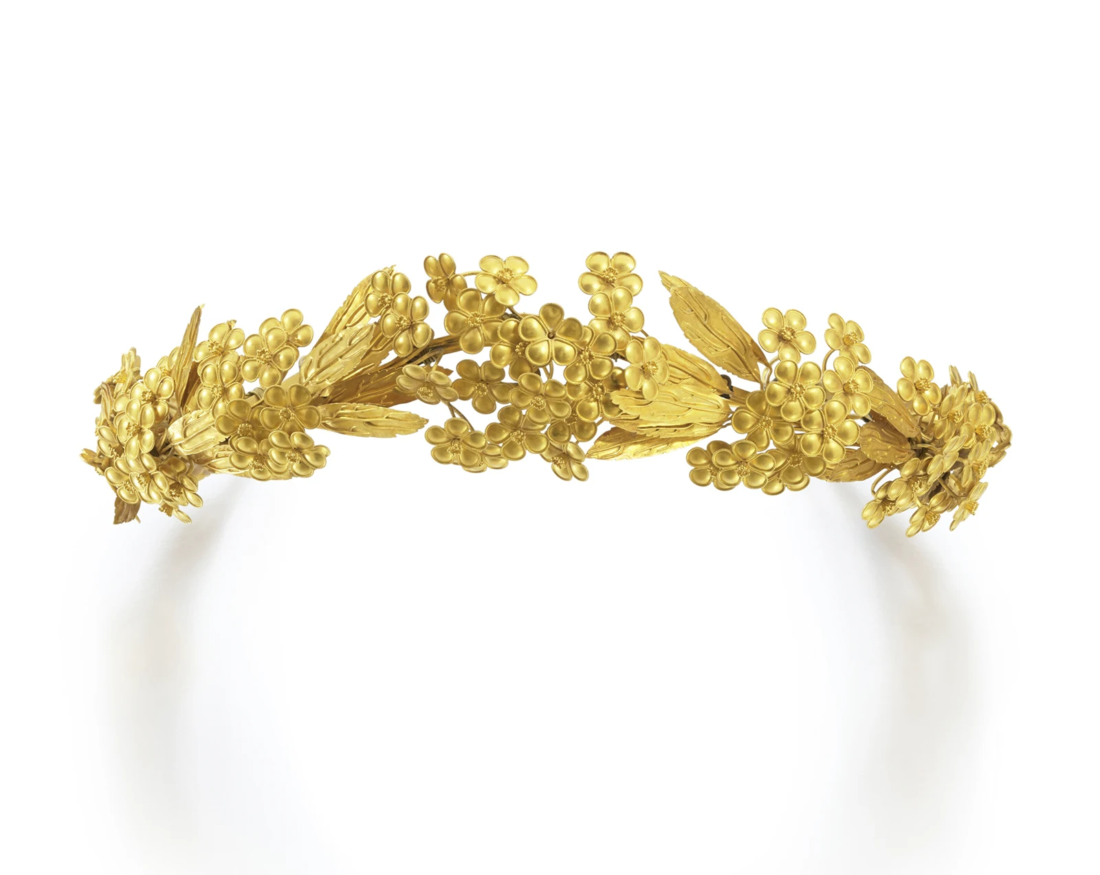 Castellani gold tiara flowering laurel wreath. Sotheby’s Geneva to Present Rare Vintage Jewels on November 13. US