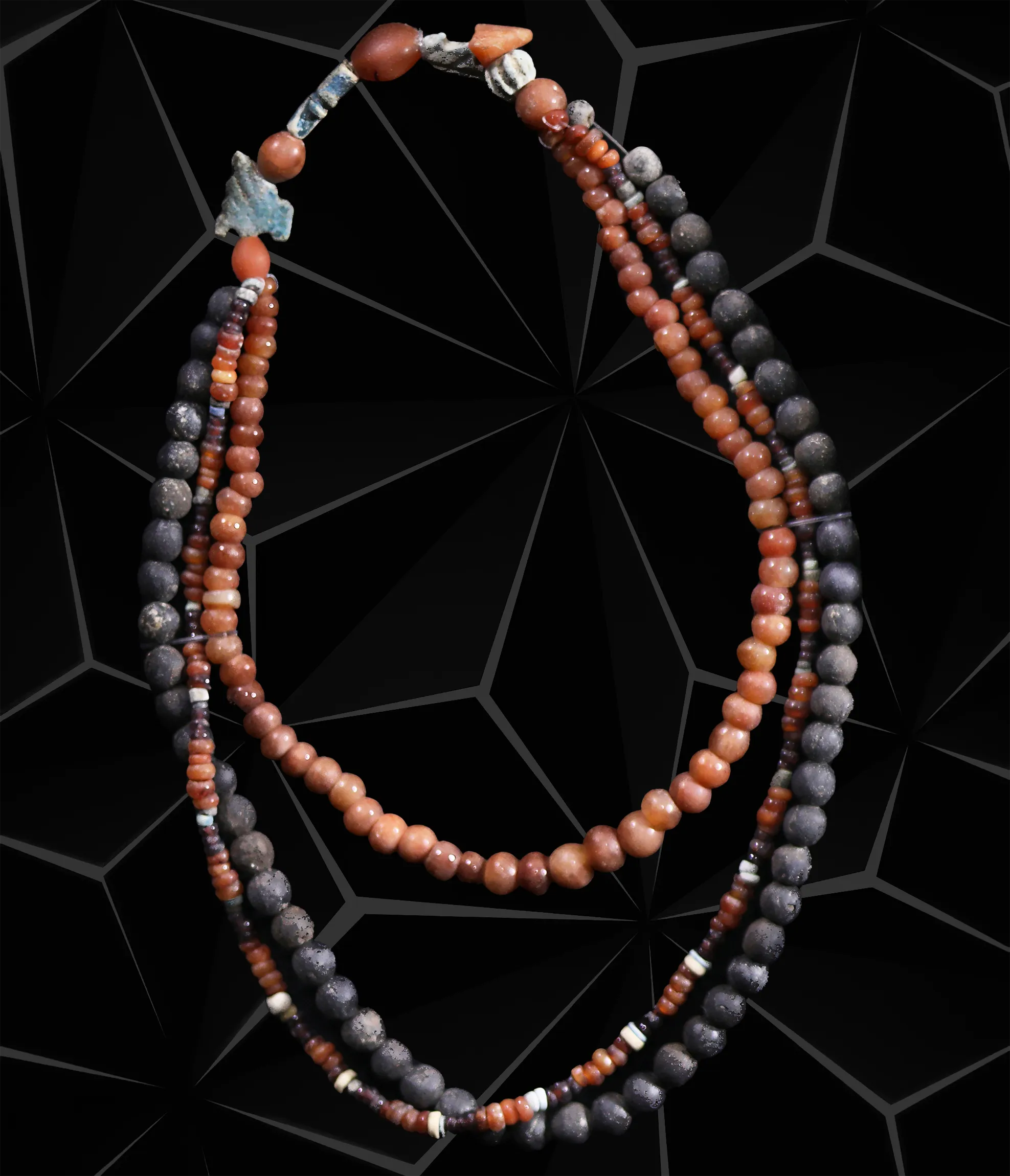 Necklace of amethyst and agate beads. Exquisite Historical Egyptian Jewelry Found near Luxor. US