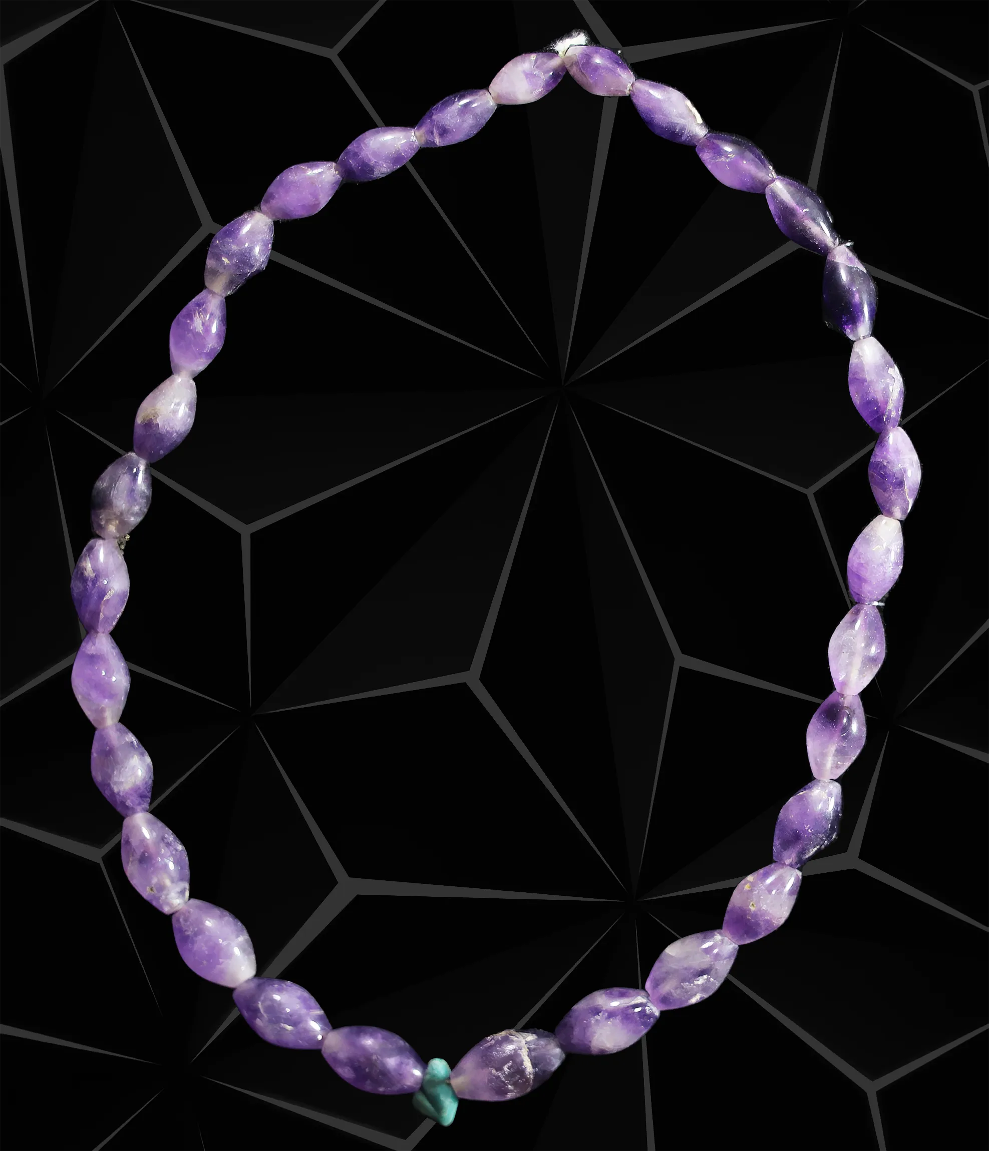 Necklace of 30 amethyst barrel beads. Exquisite Historical Egyptian Jewelry Found near Luxor. US