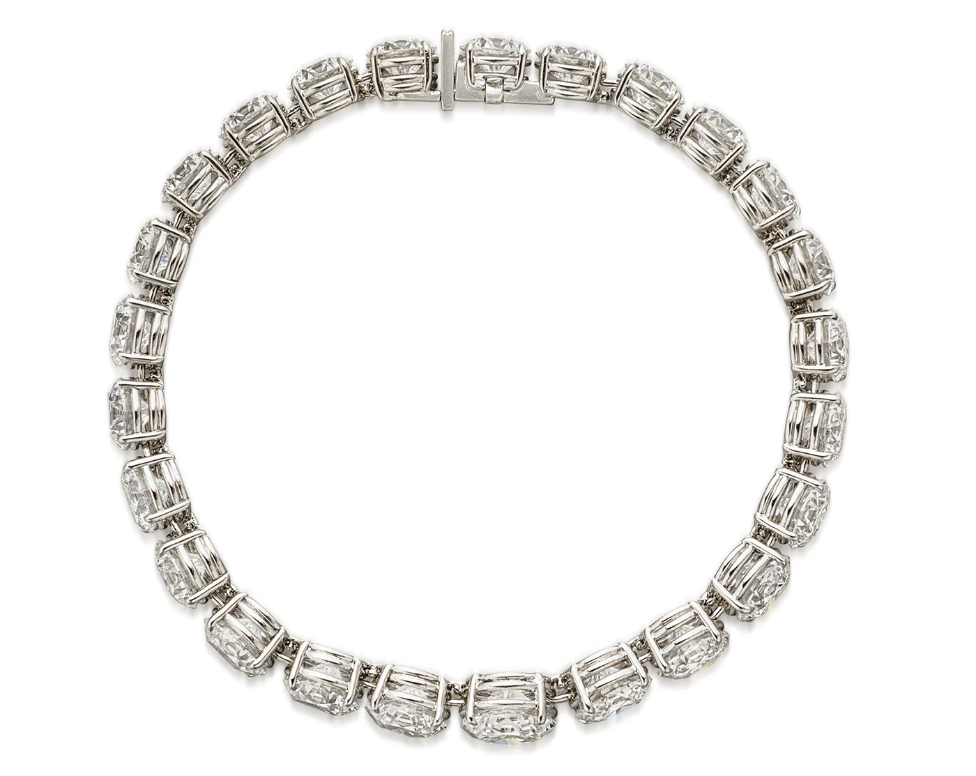 White gold round-shaped diamond bracelet completely colorless diamonds ranging from 1.01 to 2.42 ct. Sotheby’s Winter Auction Shines with Iconic Jewelry and Charitable Contributions. US