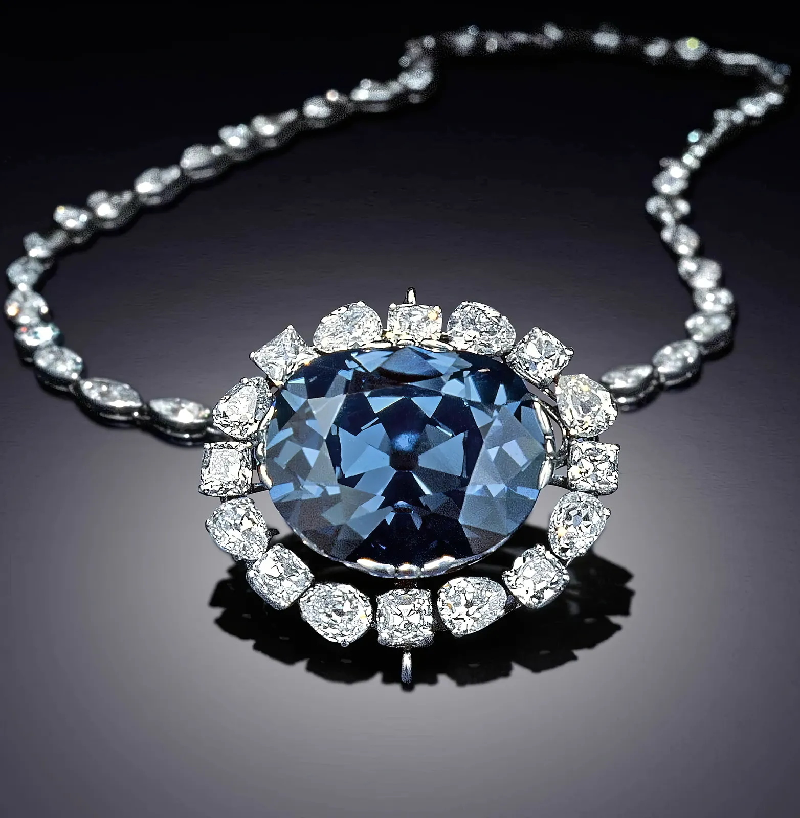 Blue 45,52-carat The Hope Diamond necklace. Stolen, Lost, and Feared: The Fascinating Stories of Legendary Diamonds. News