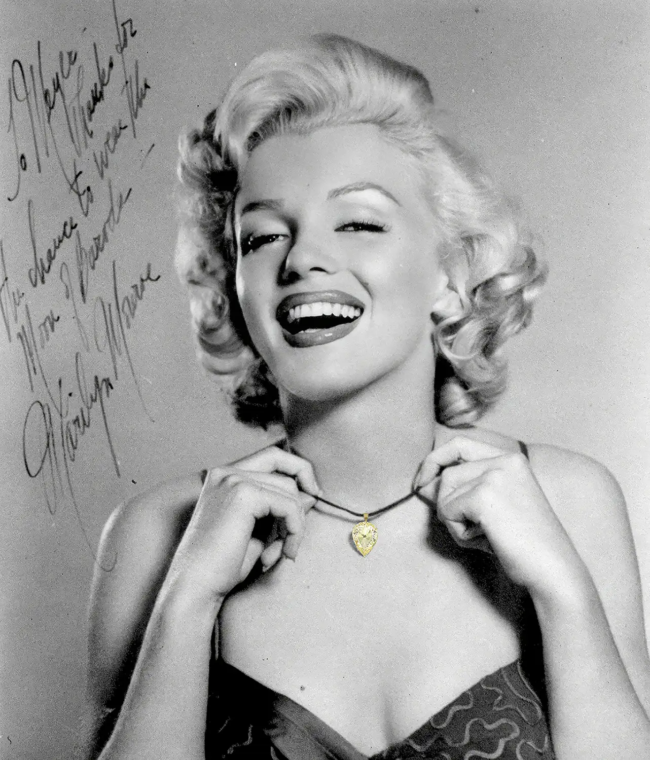 Marilyn Monroe 24 carat pear-cut yellow Moon of Baroda diamond pendant. Stolen, Lost, and Feared: The Fascinating Stories of Legendary Diamonds. News