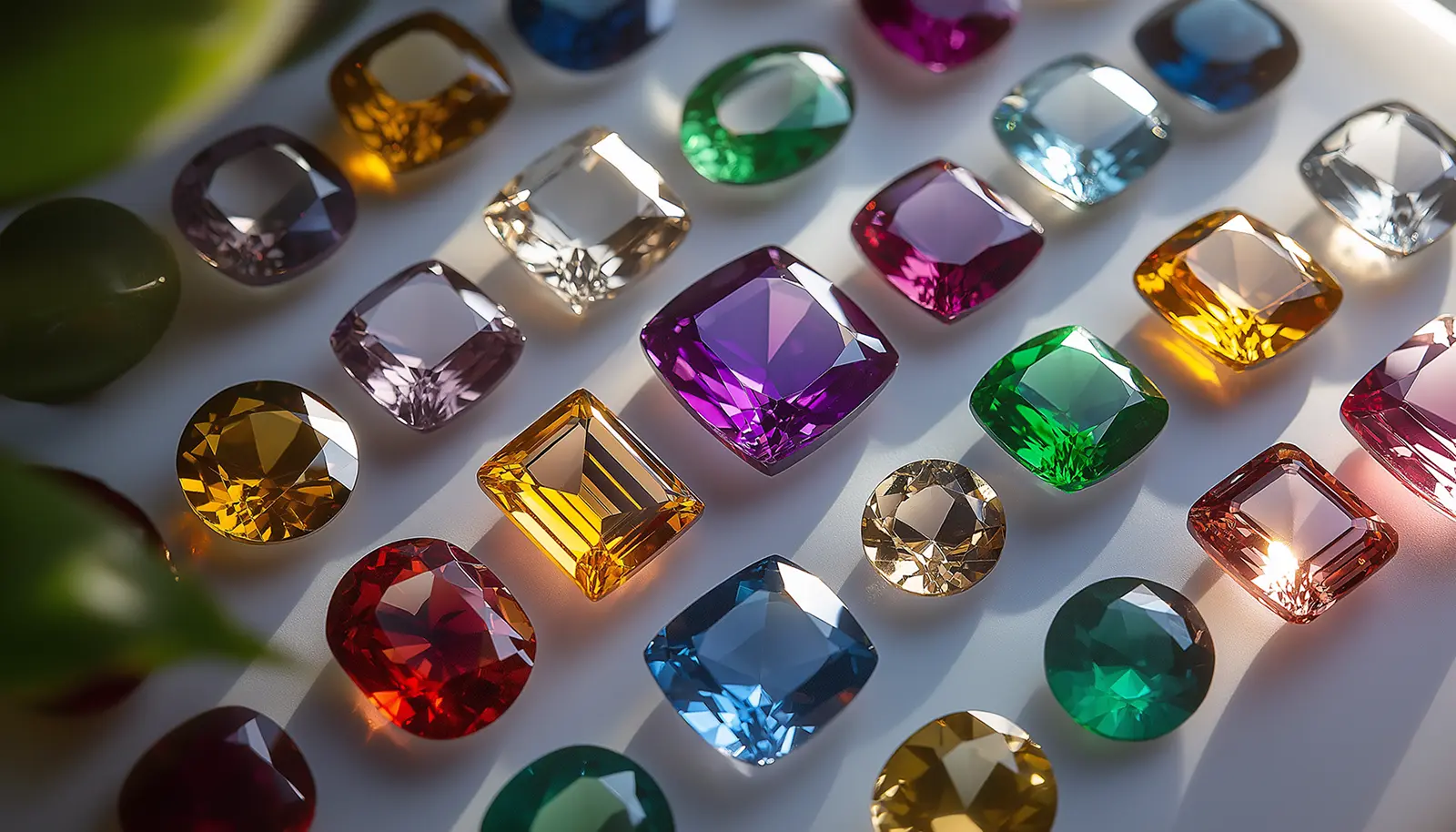 Sapphires, rubies, emeralds, citrines, topazes, amethysts, aquamarines, garnets and other gemstones lie on a white table. Trade Tensions Rise: The Cost of EU and Canadian Tariffs on U.S. Precious Metals. News