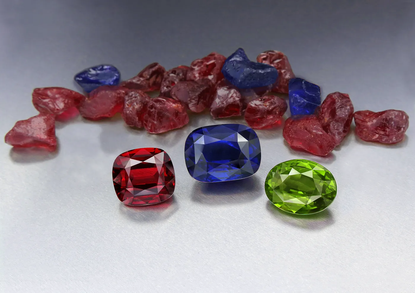 A Short Guide to Synthetic Gemstones and Imitants. News | Olertis Synthetic spinel is used to simulate peridot sapphire or aquamarine. A Short Guide to Synthetic Gemstones and Imitants. News