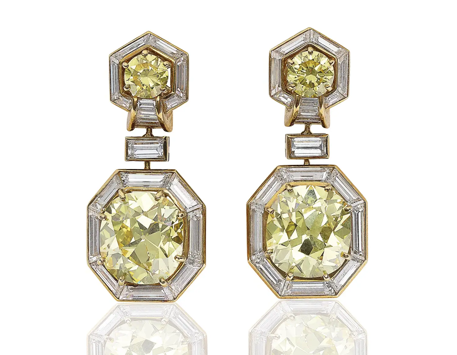 Masterpieces from Famous Design Houses Will Be Displayed at Christie’s Paris Online Auction. News | Olertis A pair of Boucheron earrings suspending cushion shaped fancy intense yellow diamonds. Masterpieces from Famous Design Houses Will Be Displayed at Christie’s Paris Online Auction. News