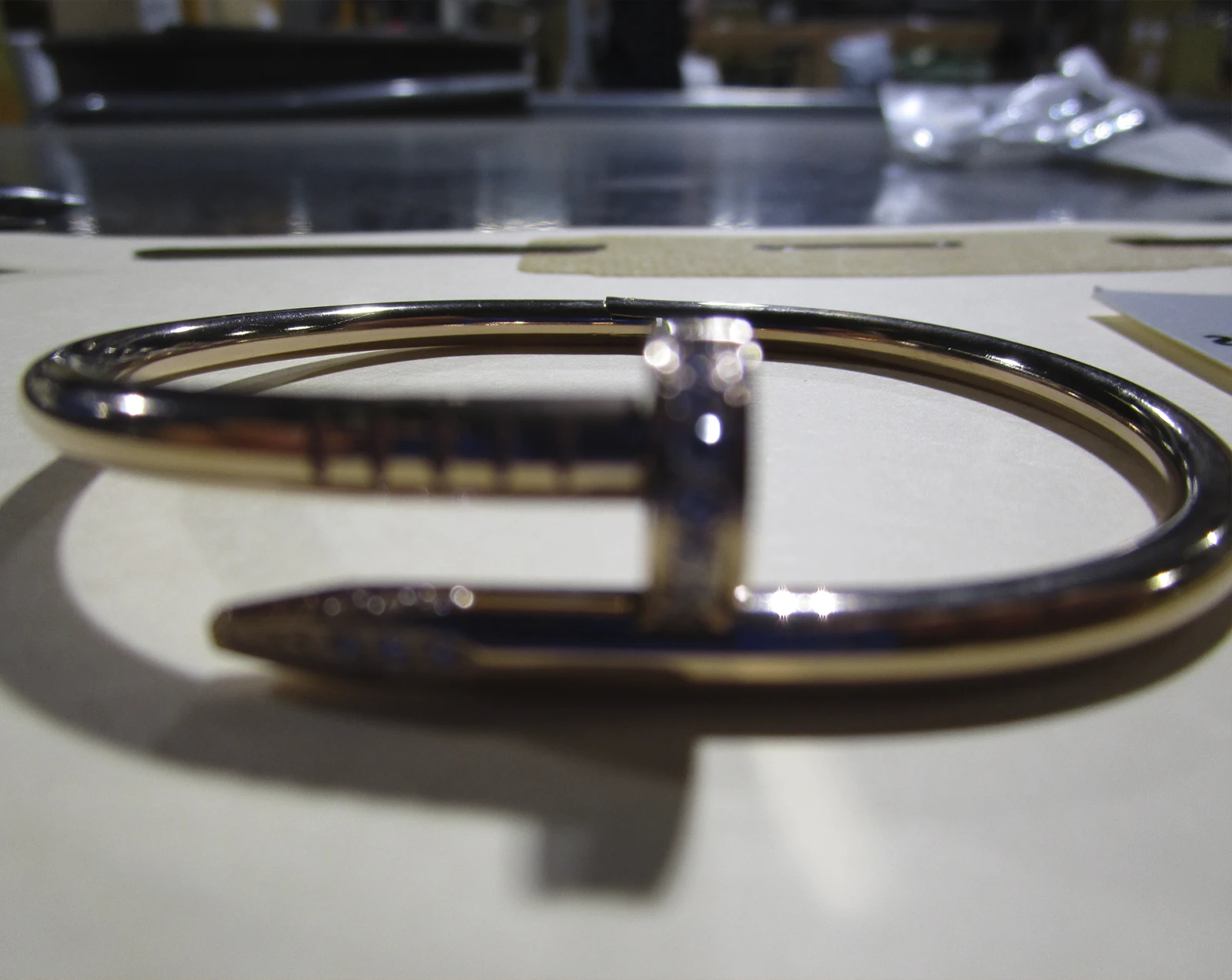 CBP Recently Confiscated 25M Dollars Worth of Fake Jewelry. News | Olertis Fake Cartier white gold nail bracelet from China. CBP Recently Confiscated 25M Dollars Worth of Fake Jewelry. News
