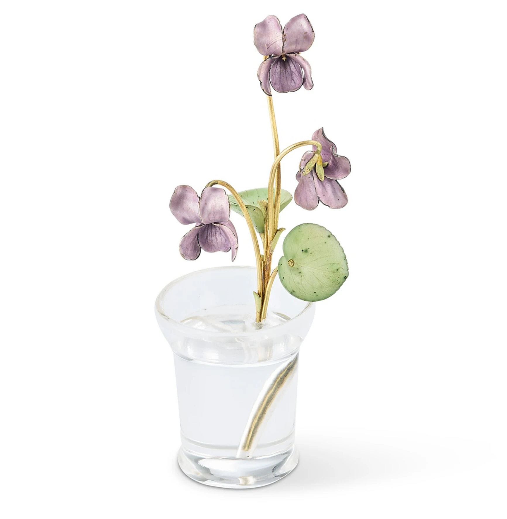 Masterpieces from Famous Design Houses Will Be Displayed at Christie’s Paris Online Auction. News | Olertis Rare Fabergé vase with violets. An 18-karat gold stem with purple flowers made from enamel and nephrite green parts is set in the cylinder shaped rock crystal vessel. Masterpieces from Famous Design Houses Will Be Displayed at Christie’s Paris Online Auction. News