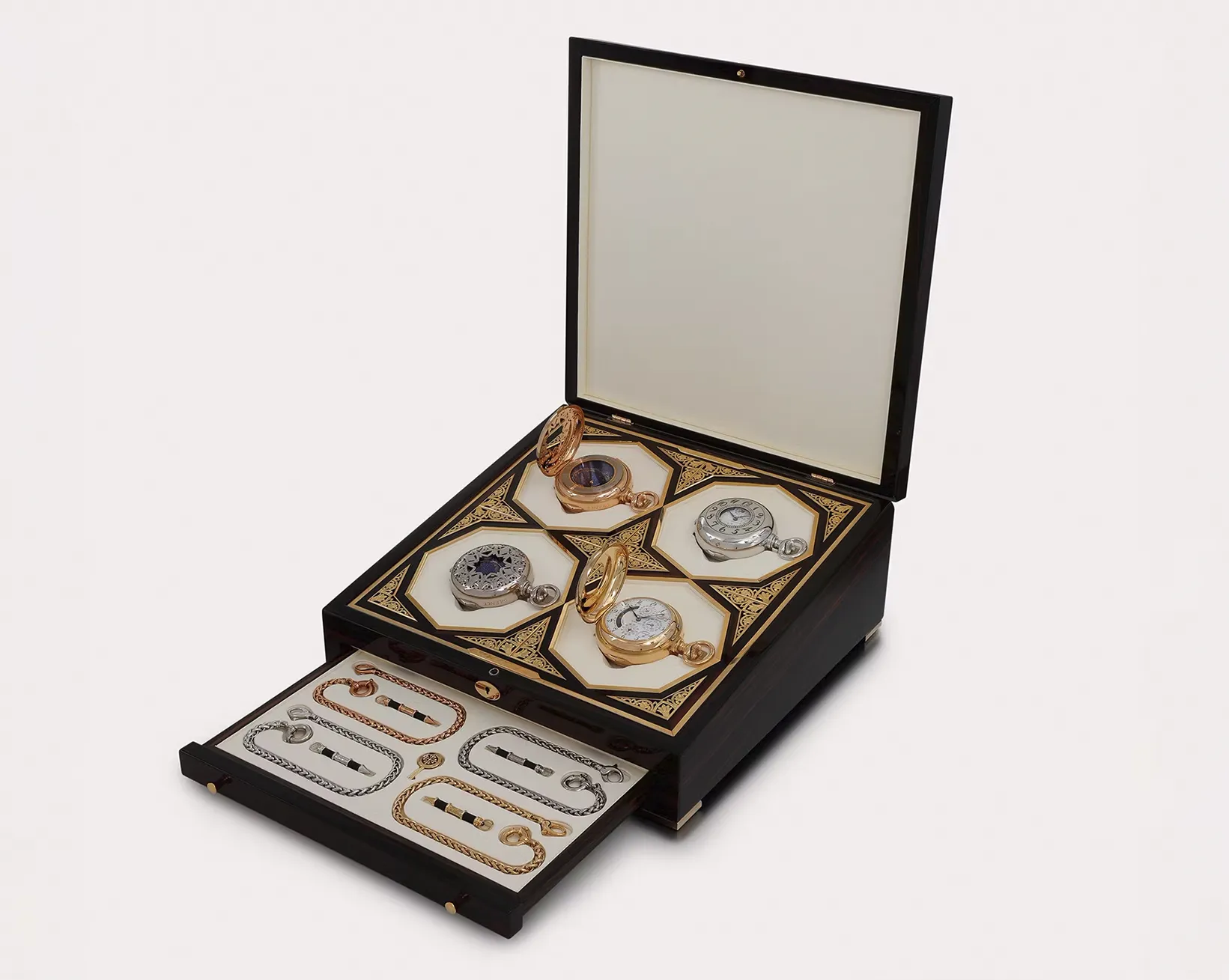 Four watches in a wooden box. Sotheby’s Will Auction The Complete Patek Philippe Star Caliber-2000 Set at the Heart of the UAE. News