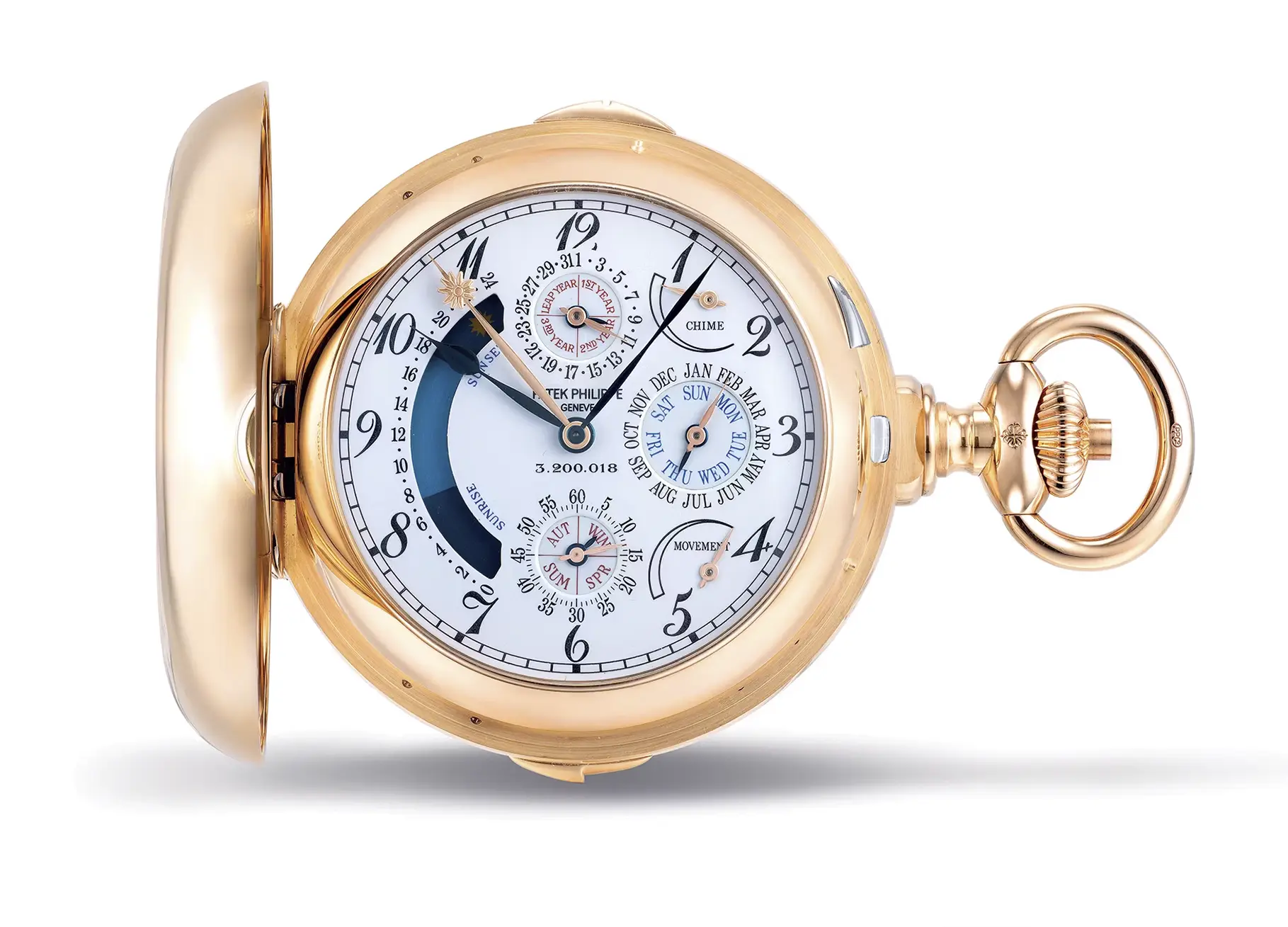 Watch 2 front view. Sotheby’s Will Auction The Complete Patek Philippe Star Caliber-2000 Set at the Heart of the UAE. News