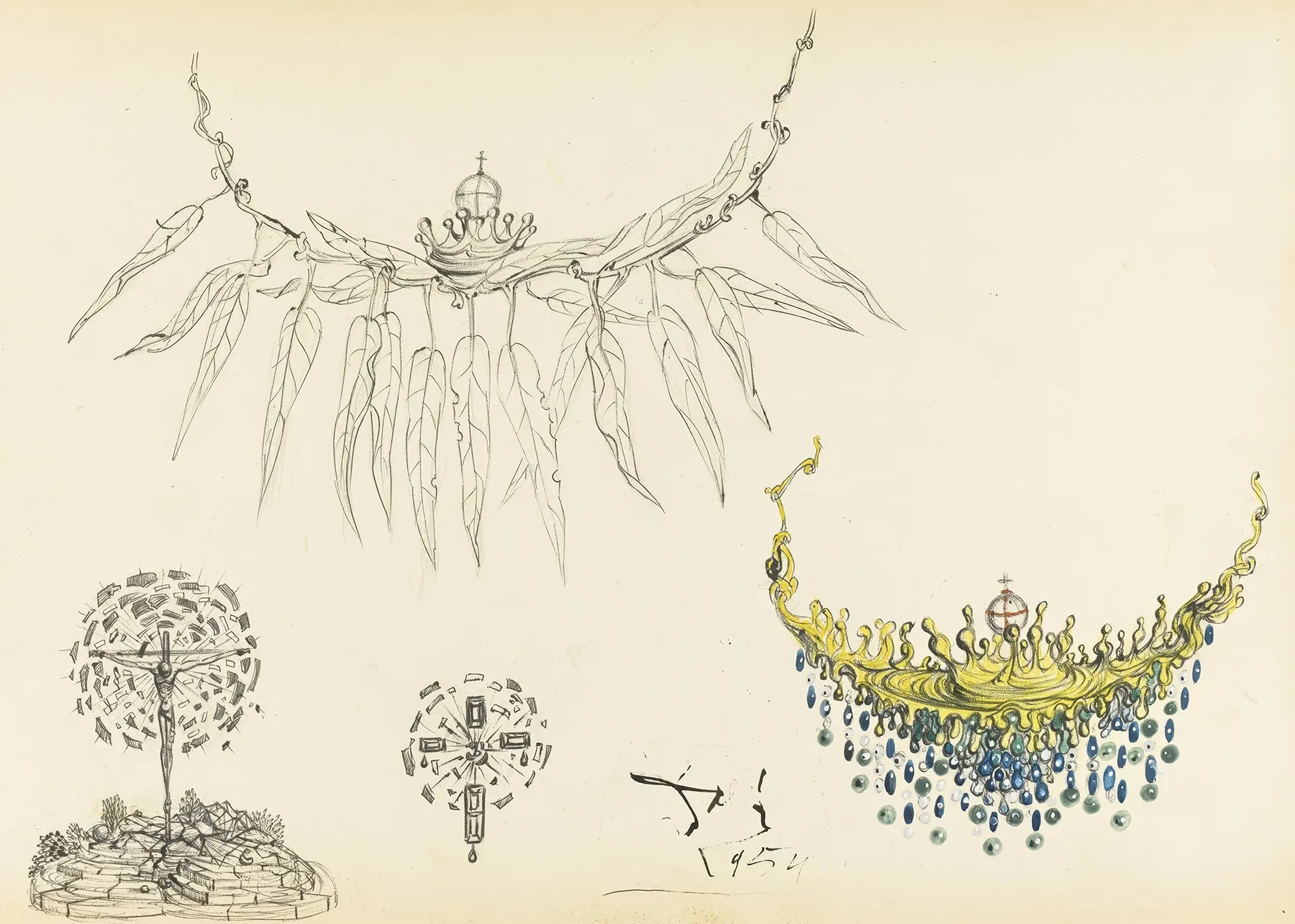 Sotheby’s Will Auction Anne Schlumberger’s Collection of Jewelry & Art. News | Olertis In 1954, Salvador Dalí captured the movement of the sea in this fluid pen-and-watercolor study for his Swirling Sea Necklace. Sotheby’s Will Auction Anne Schlumberger’s Collection of Jewelry & Art. News