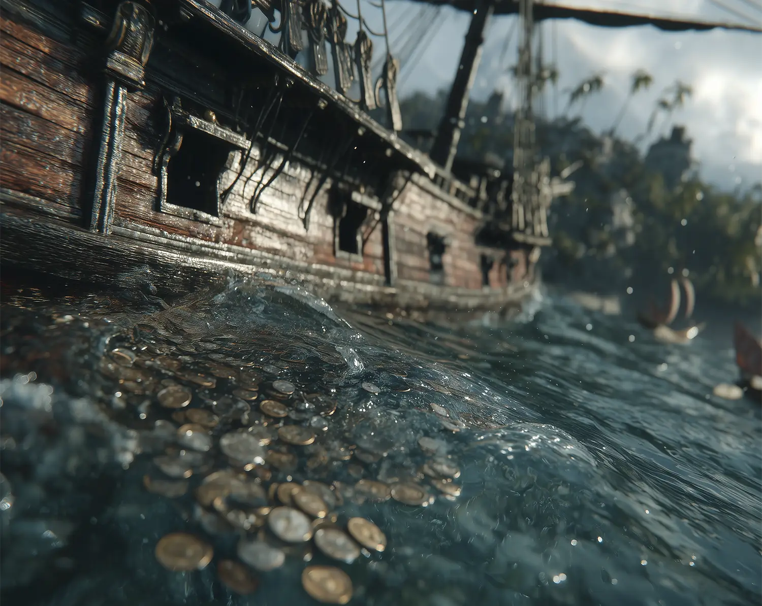 A medieval ship is sinking, and silver coins are pouring out of a hole punched in the side. Divers Find a Thousand Precious Coins Near the Coast of Florida. News